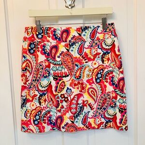 Talbots Bright Paisley Print Cotton Piqué Mini Skirt size 6P